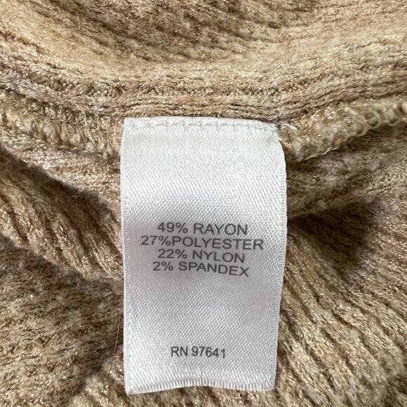 J Jill Wearever Collection Waffle Knit Stretch Cowl Neck Tunic Top Tan Size 2X - Picture 5 of 7